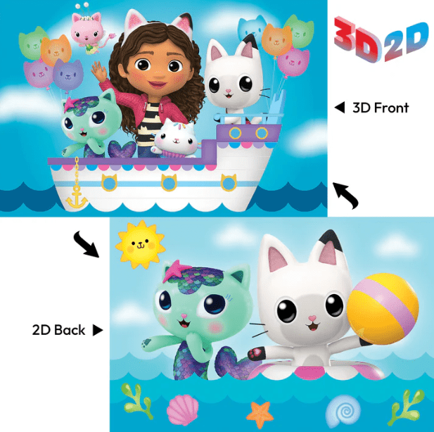 37543 - 3D/2D Gabby's Dollhouse 3D Jigsaw Puzzle 48pc 12x18" - 6 units - ShopUNIS!