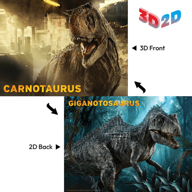 37546 - 3D/2D Jurassic World Ceratosaurus / Giganotosaurus Jigsaw Puzzle 500pc 24x18" - 6 units - ShopUNIS!