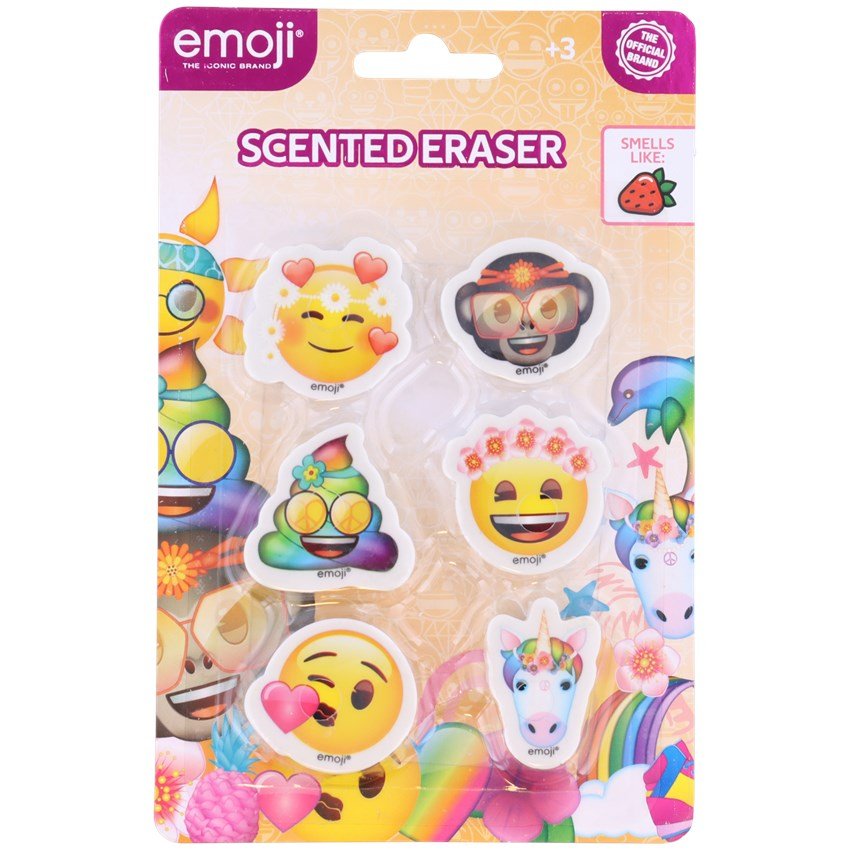 SHSE - 1010610 - emoji™ Scented Erasers 6 pieces Assorted Pack - ShopUNIS!
