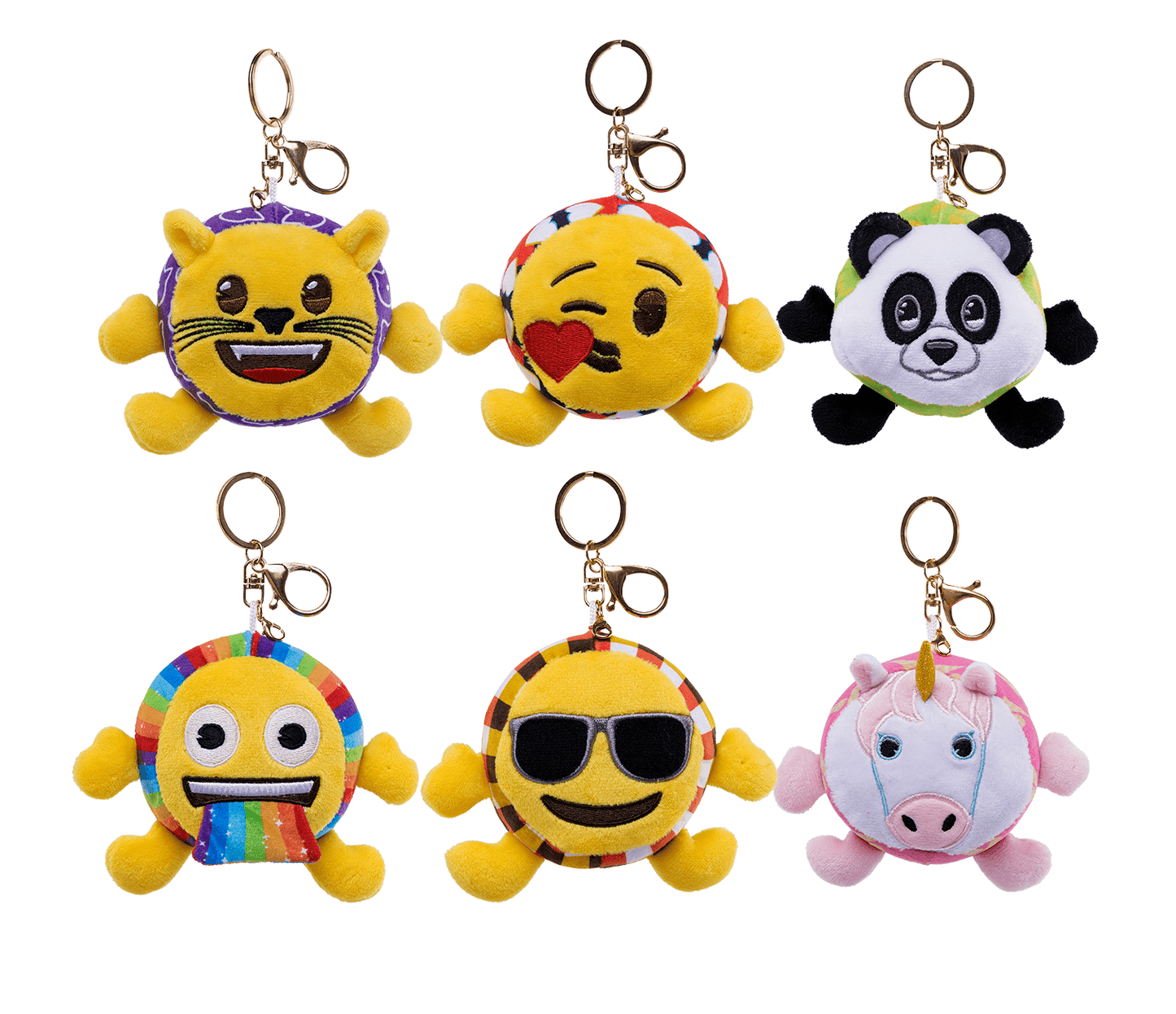 SHSES2 - emoji™ Fluffy Stacked Series 2 - 4" Assorted Plush Keychains - ShopUNIS!