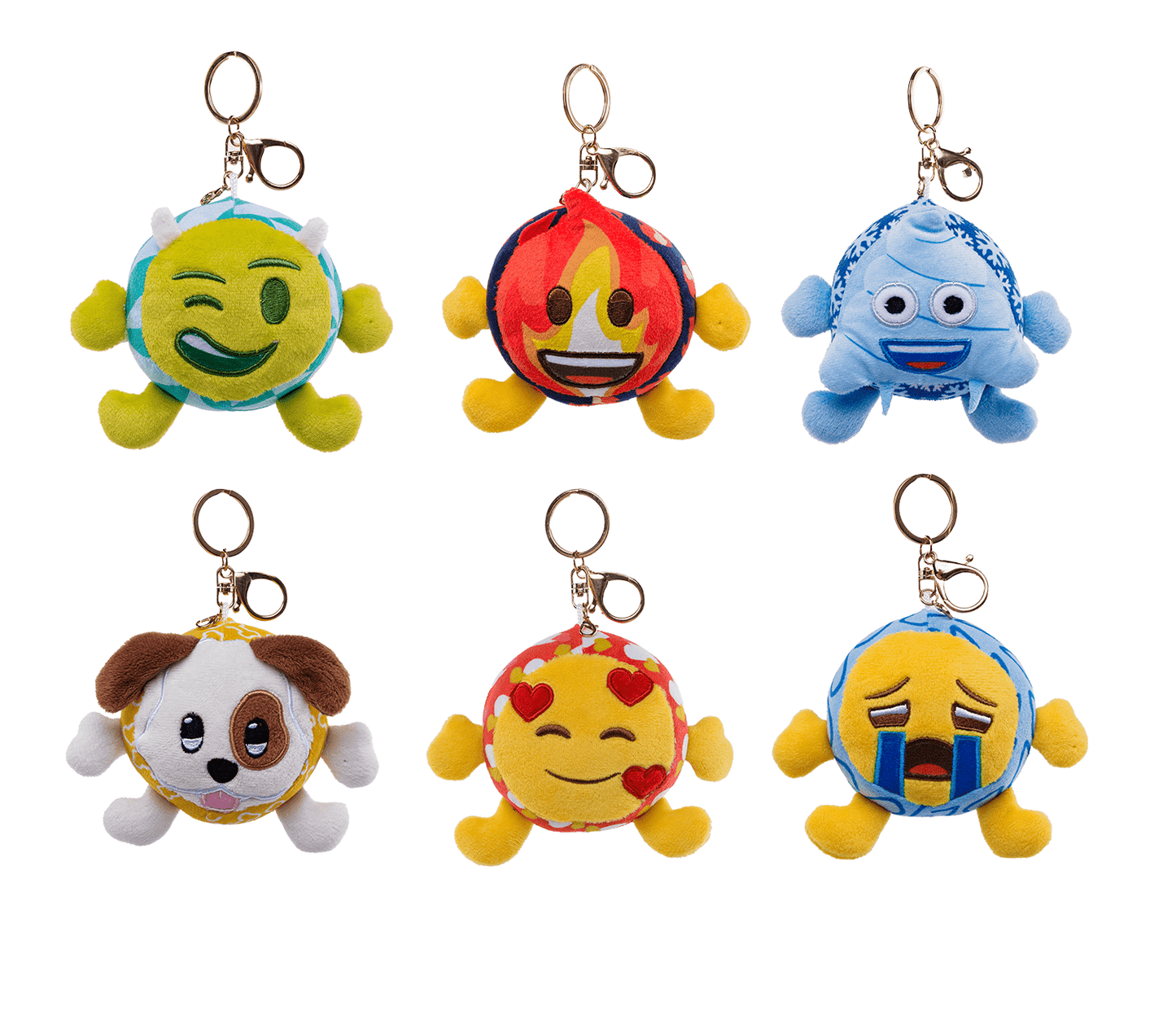 SHSES3 - emoji™ Fluffy Stacked Series 3 - 4" Assorted Plush Keychains - ShopUNIS!