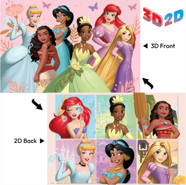 37550 - 3D/2D Disney Princess Jigsaw Puzzle 200pc 12x18" - 6 units - ShopUNIS!