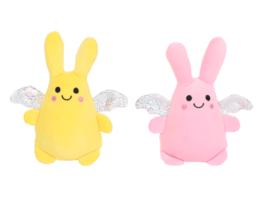 SHSFM7 - 8" Pink and Yellow Spandex Rabbit with Wings Plush,2 asst - 132 units - ShopUNIS!