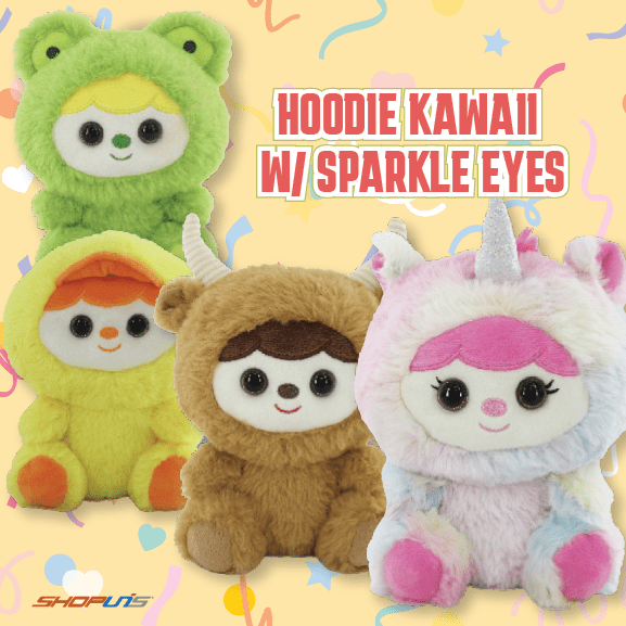SHSHKS - 15 - 15" HOODIE KAWAII W/SPARKLE EYES - 8 units - ShopUNIS!