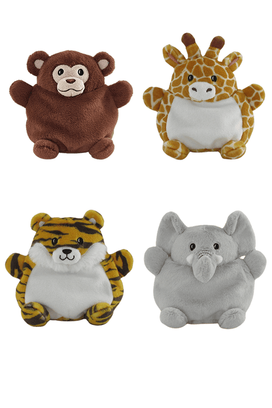SHSJCB - 5 - 5" JUNGLE CHUBZEEZ BEANIES 4 ASST - 24pcs - ShopUNIS!